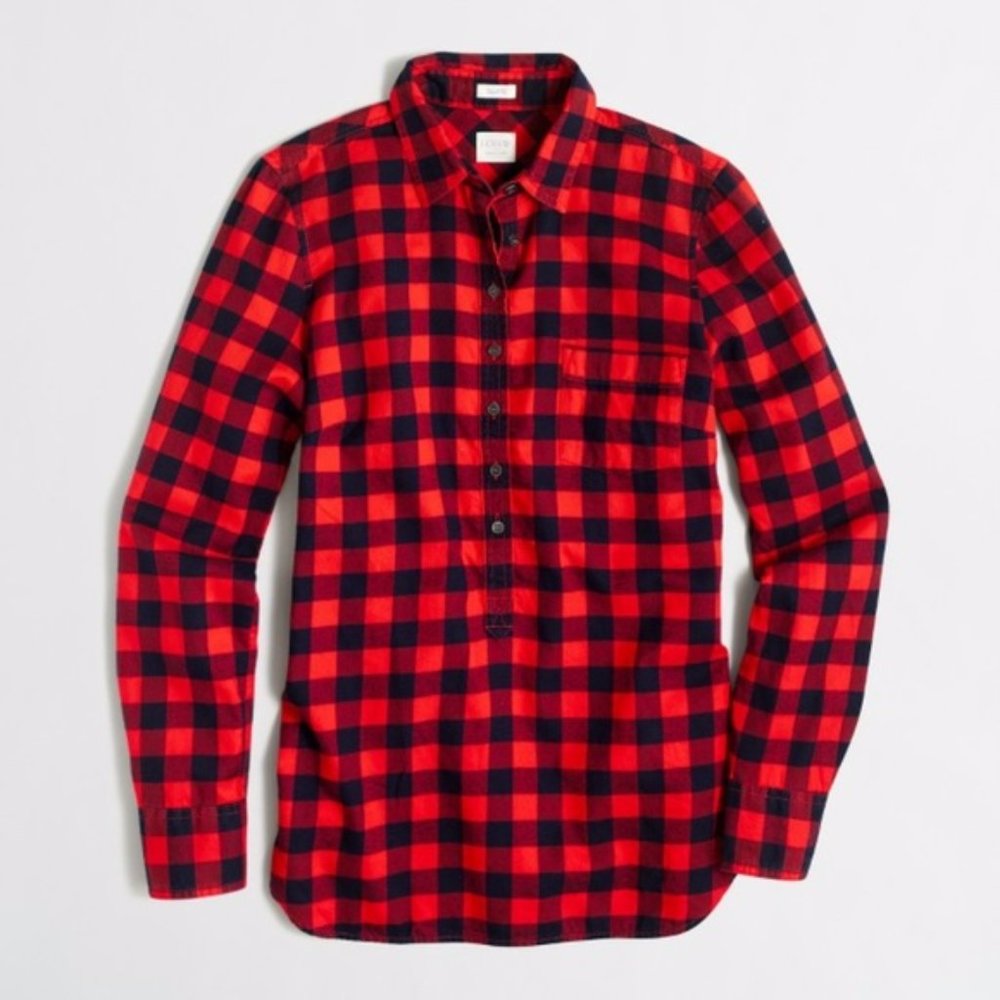 J. Crew Perfect Fit Flannel Buffalo Check Popover - Picture 6 of 7